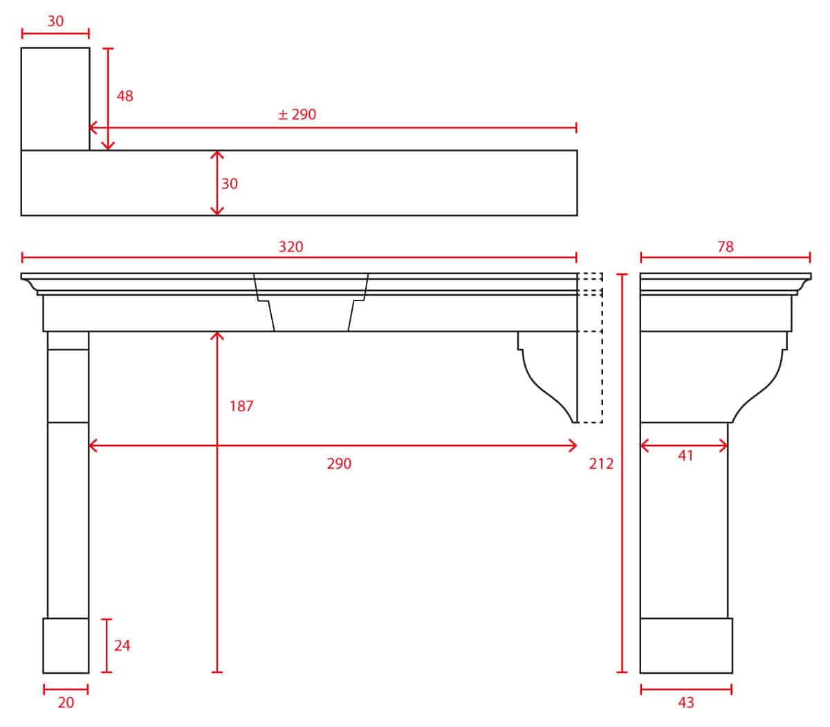 Keukenschouw-zandsteen-maten