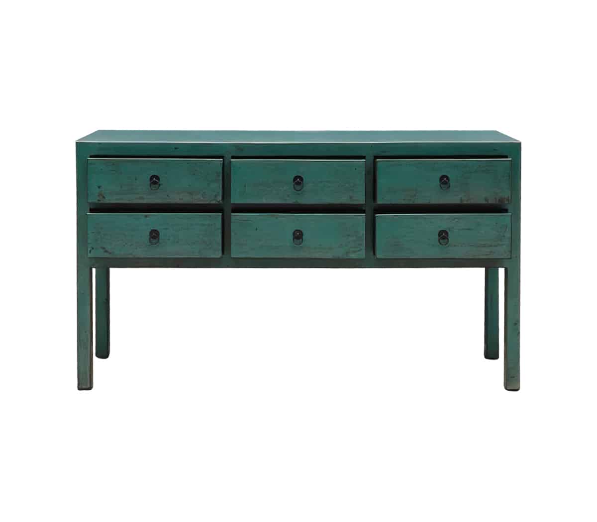 Groen-houten-wandtafel-met-6-lades