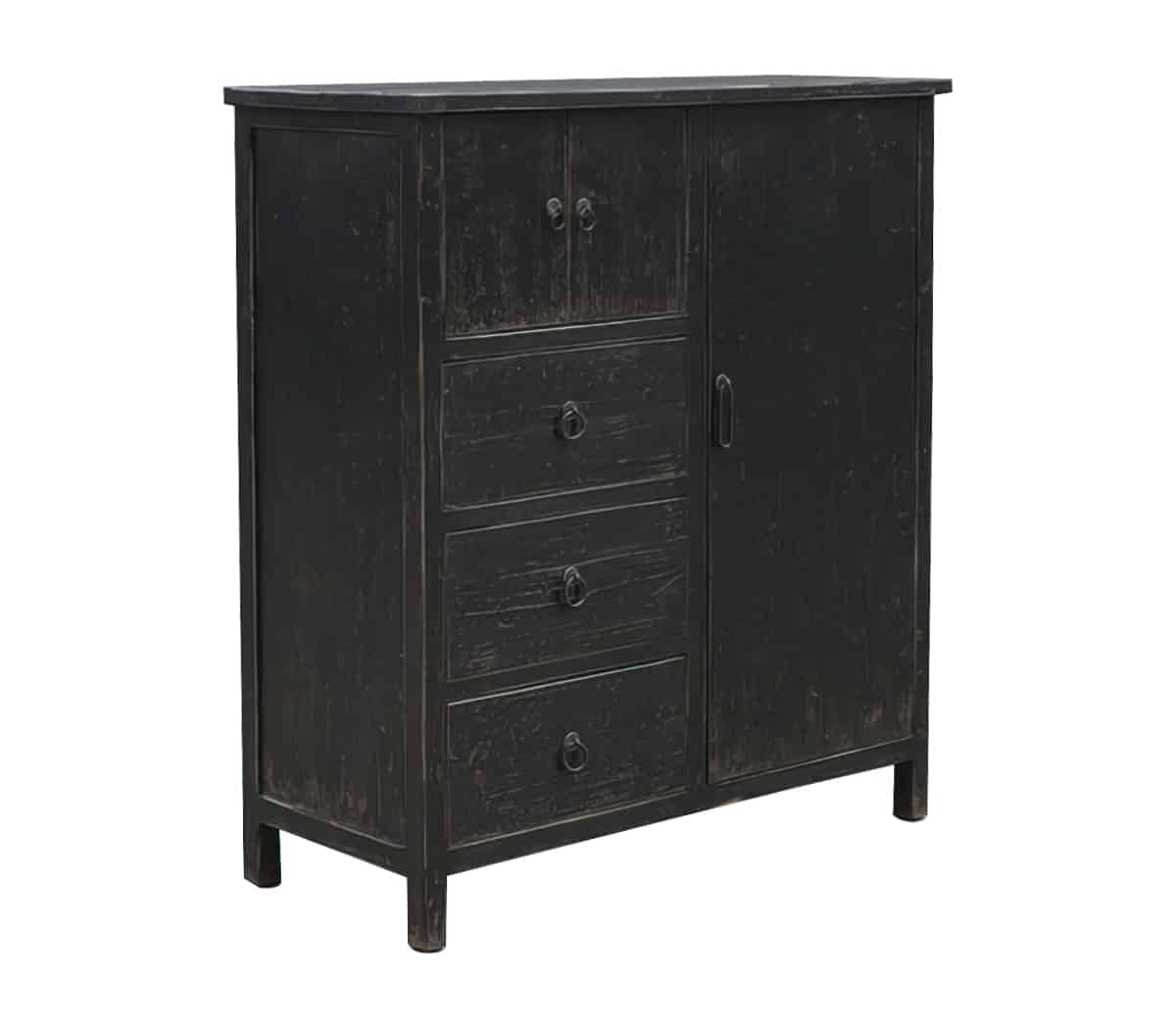 Houten-kast-met-lades-en-deur