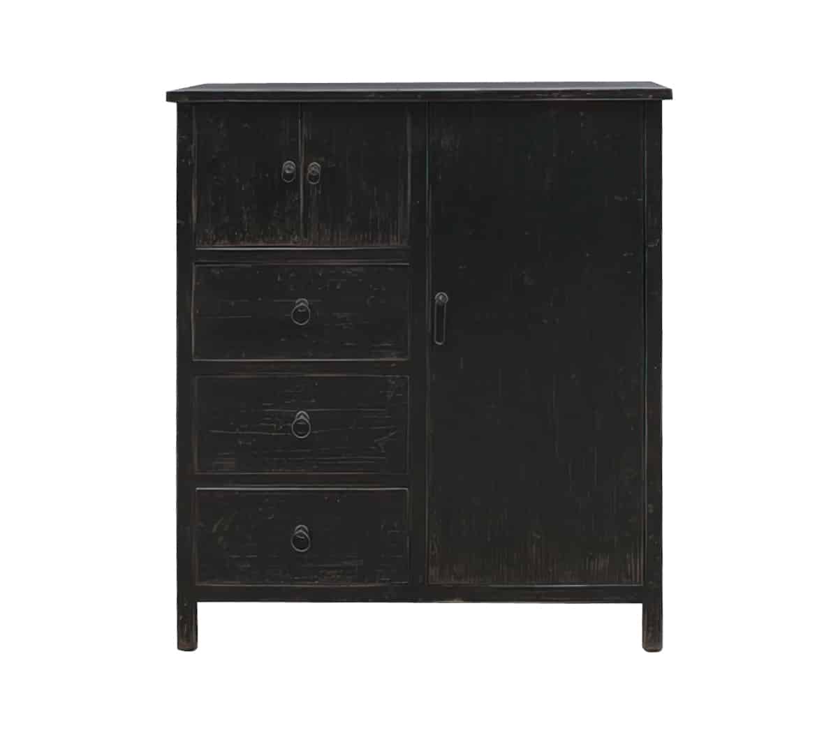 Houten-kast-met-lades-en-deur