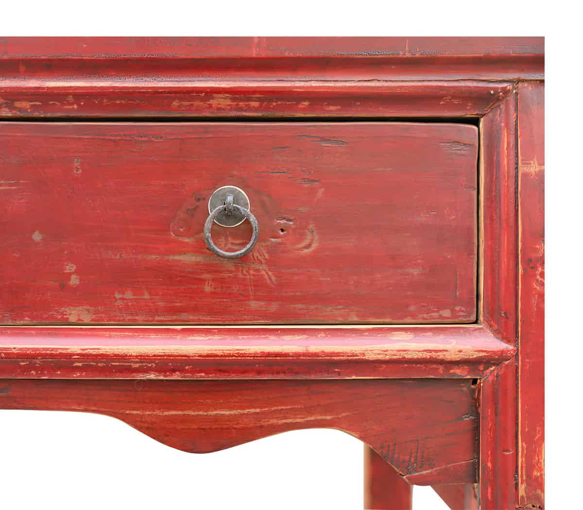 Rode-houten-wandtafel-met-lades