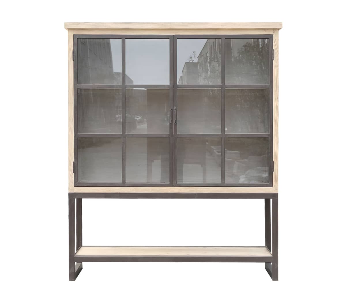 Buffetkast-met-2-deuren-met-glas-bruin-onderstel