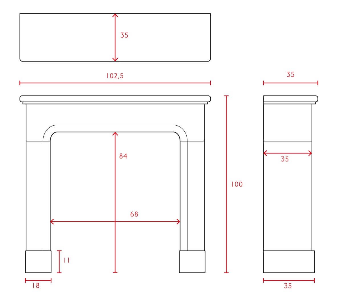 Carrara-marmeren-Pompadour-voorzetschouw
