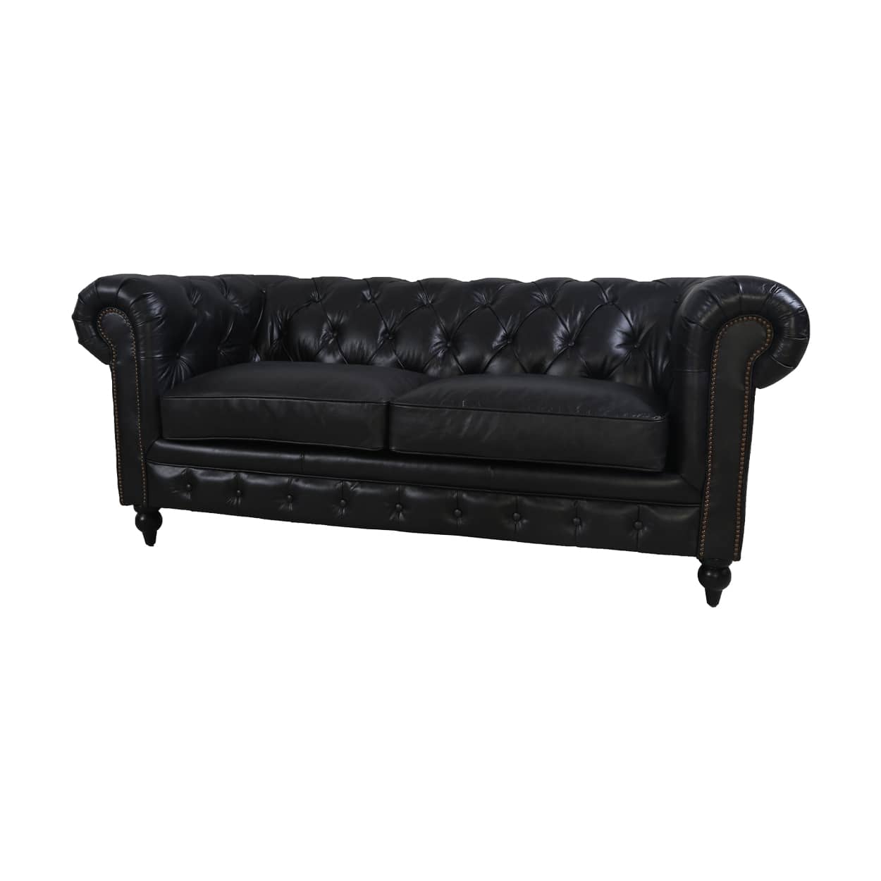 Chersterfield-25-zits-Eersteklas-rundleer-Ebony-Black