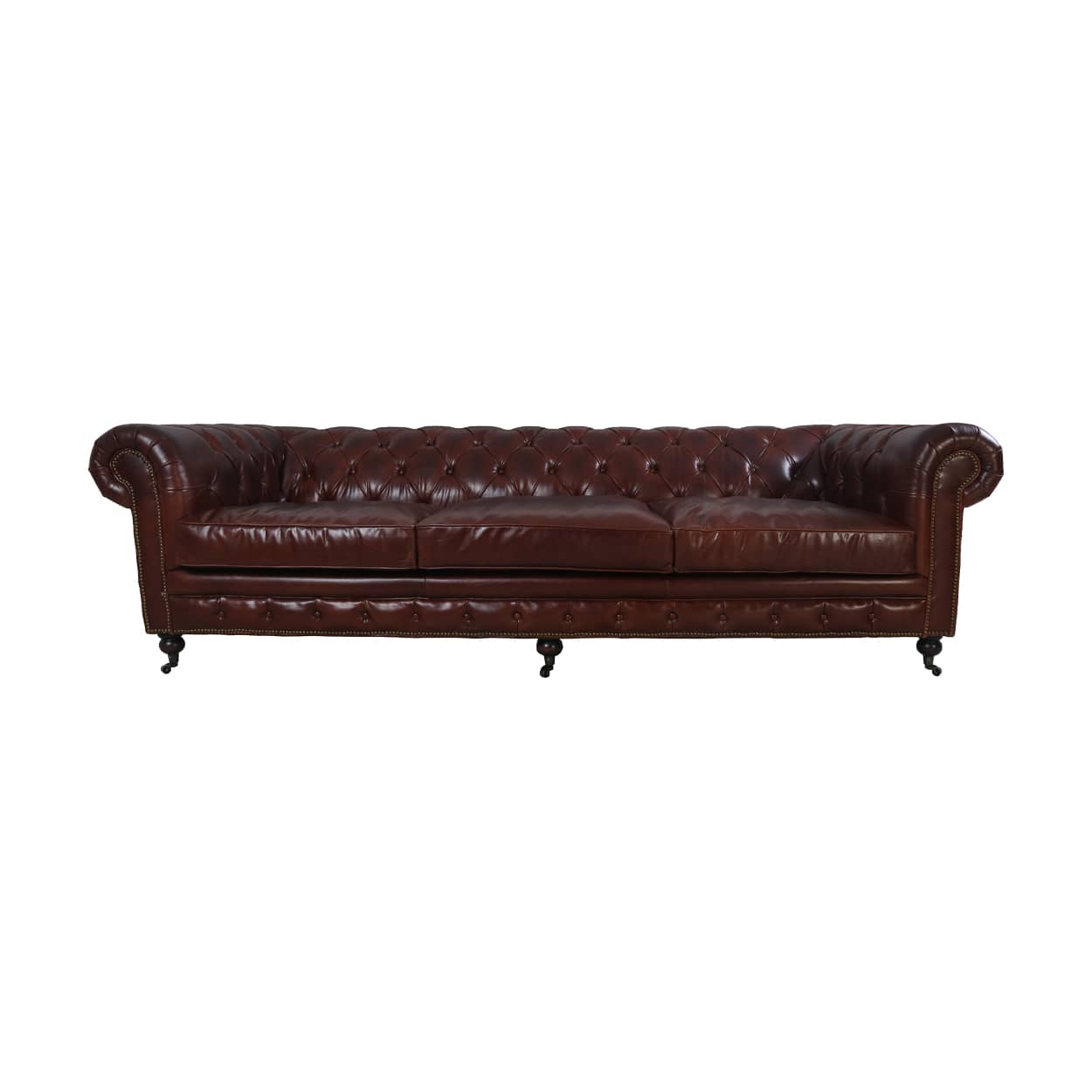 Chersterfield-4-zits-Eersteklas-rundleer-Vintage-Cigar